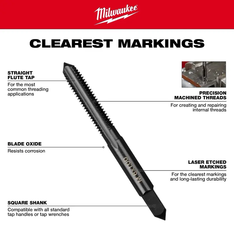 Milwaukee Straight Flute Plug Taps 10