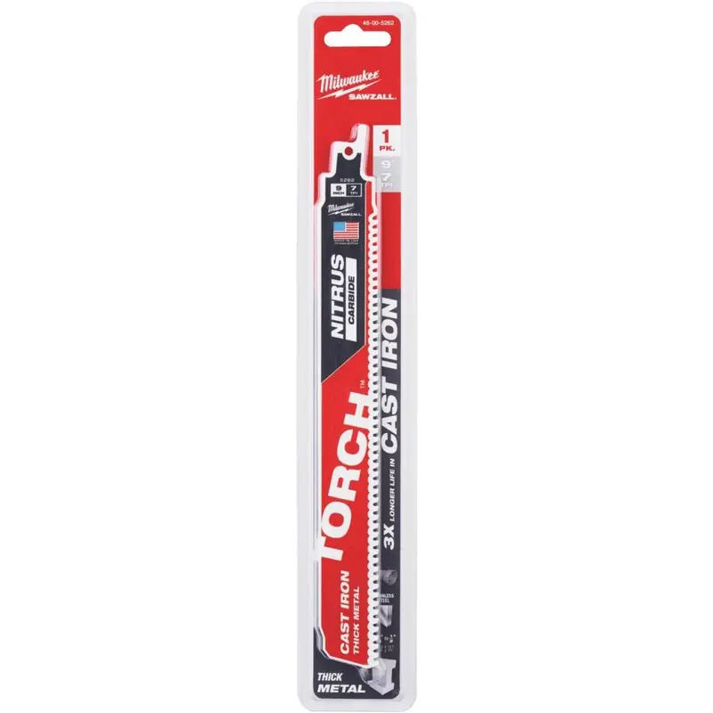 Milwaukee The Torch With Nitrus Carbide 9 In. 7 Tpi Cast Iron Reciprocating Saw Blade With Carbide Teeth 1