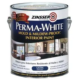 Mold & Mildew Proof Interior Paint, White Satin, Gallon 1