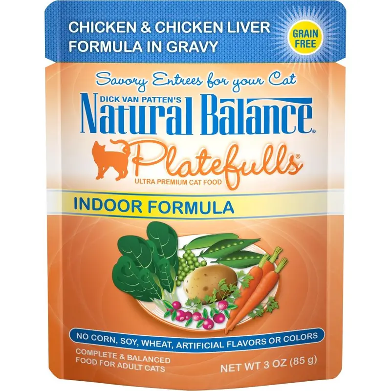 Natural Balance Platefulls Indoor Grain Free Chicken And Chicken Liver In Gravy Pouch Wet Cat Food 1