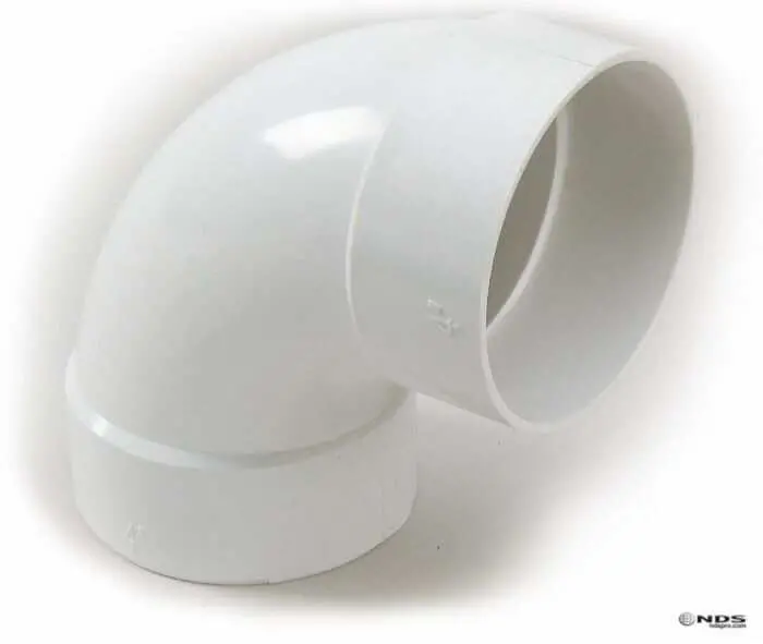 Nds 4" Pvc Long Turn 90-Degree Elbow, Hub X Hub 1