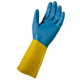Neoprene-Coated Latex Gloves, Blue & Yellow, Women's L 1