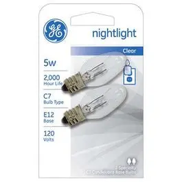 Night Light Bulb, Clear, 5-Watts, 2-Pk. 1