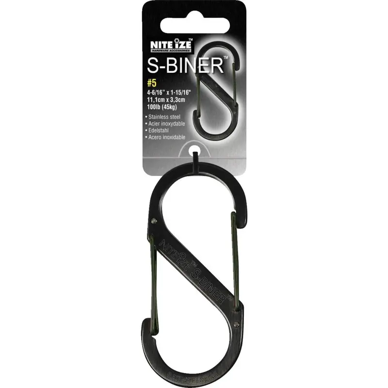 Nite Ize S-Biner Size 3 25 Lb. Capacity Black S-Clip Key Ring 1