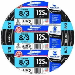 Non-Metallic Romex Sheathed Cable With Ground, Copper, 8/3, 125-Ft. Coil 1
