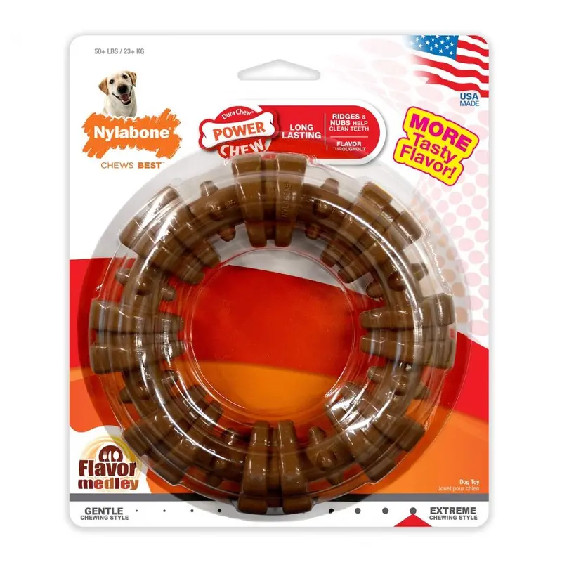 Nylabone Durachew Textured Ring Chicken Flavor Dog Toy 1