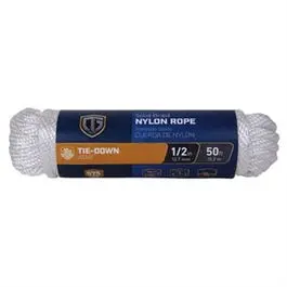 Nylon Rope, Diamond Braid, White, 1/2-In. X 50-Ft. 1