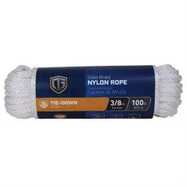 Nylon Rope, Diamond Braid, White, 3/8-In. X 100-Ft. 1