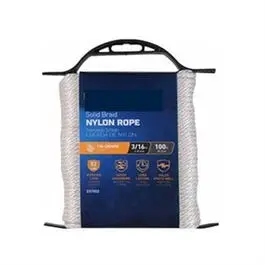 Nylon Rope, Solid Braided, White, 3/16-In. X 100-Ft. 1