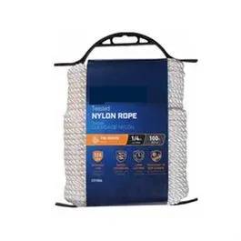 Nylon Rope, Twisted, White, 1/4-In. X 100-Ft. 1