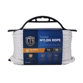 Nylon Rope, Twisted, White, 1/4-In. X 50-Ft. 1