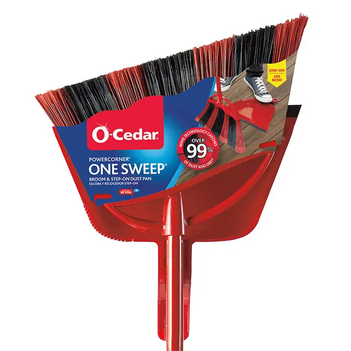 O-Cedarpowercorner One Sweep Large Broom With Step-On Dust Pan 1