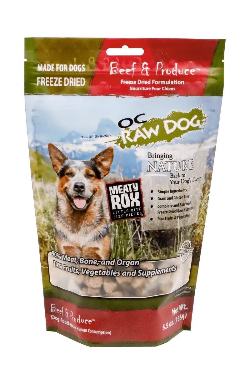 Oc Raw Dog Freeze-Dried Beef & Produce Meaty Rox 1