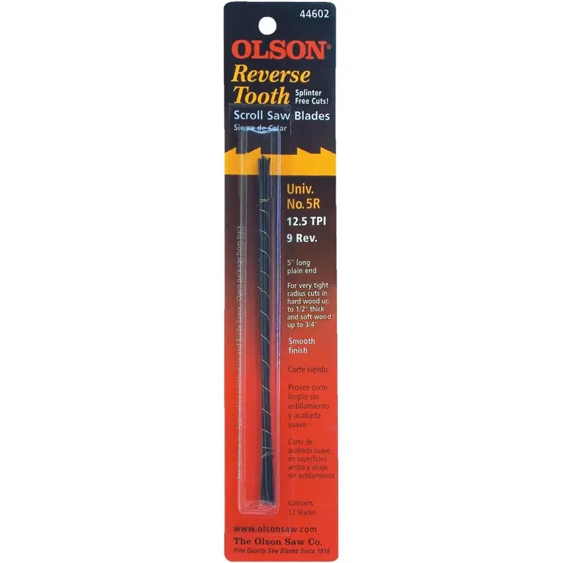 Olson 12.5Tpi Reverse Tooth Plain End Scroll Saw Blade (12 Count) 1