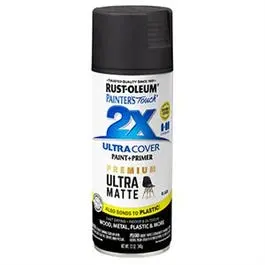 Painter's Touch 2X Premium Ultra Matte Spray Paint, Black, 12-Oz. 1