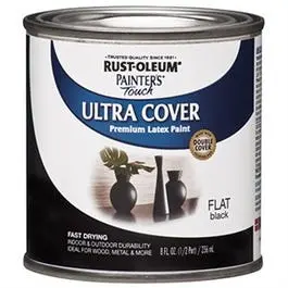 Painter's Touch Ultra Cover Latex Paint, Flat Black, 1/2-Pint 1