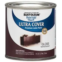 Painter's Touch Ultra Cover Latex Paint, Kona Brown Gloss, 1/2-Pint 1