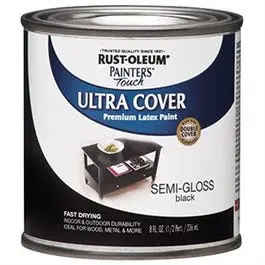 Painter's Touch Ultra Cover Latex Paint, Semi-Gloss Black, 1/2-Pint 1