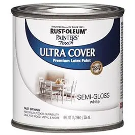 Painter's Touch Ultra Cover Latex Paint, Semi-Gloss White, 1/2-Pt. 1