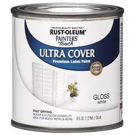 Painter's Touch Ultra Cover Latex Paint, White Gloss, 1/2-Pt. 1