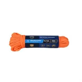 Para Cord 550 Nylon Rope, Orange, 5/32-In. X 50-Ft. 1