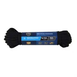 Paracord 550 Nylon Rope, Black, 5/32-In. X 50-Ft. 1