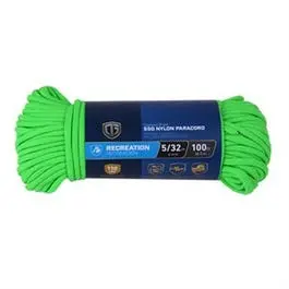 Paracord 550 Nylon Rope, Green, 5/32-In. X 100-Ft. 1