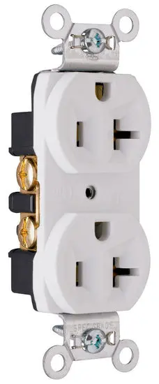 Pass & Seymour 20A 125V Commercial Spec-Grade Duplex Receptacle, Back And Side Wire, White 1