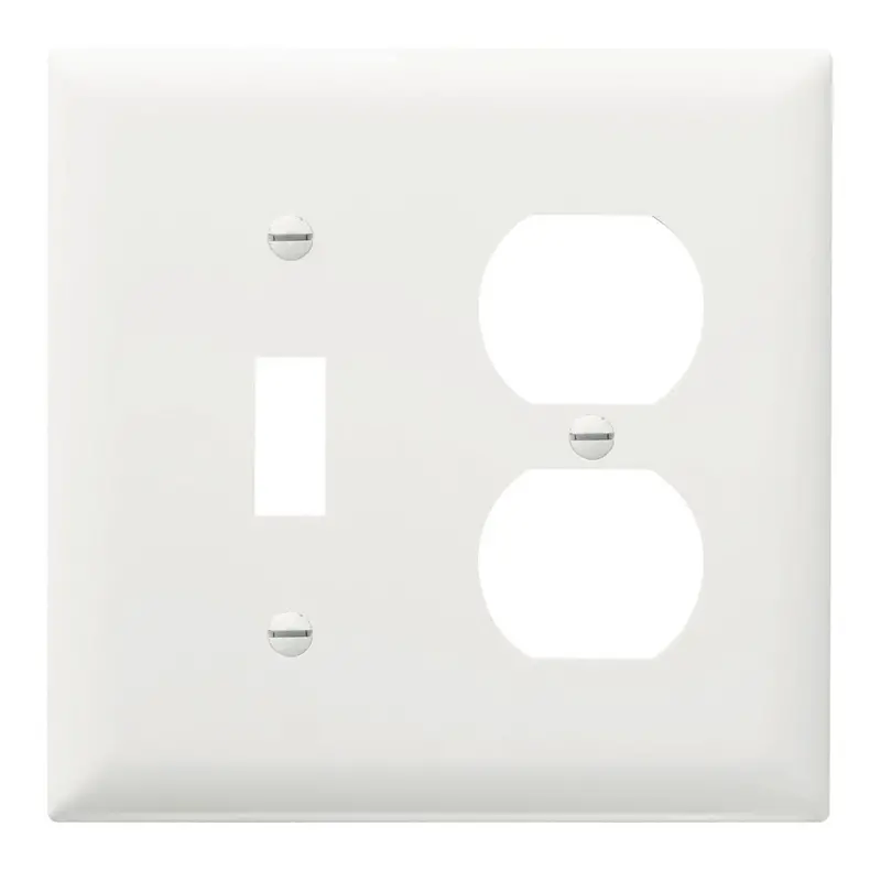 Pass & Seymour Combination Openings, 1 Toggle Switch And 1 Duplex Receptacle, Two Gang, White 1