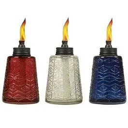 Patio Table Torch, Molded Glass, 6-In., Assorted Colors 1