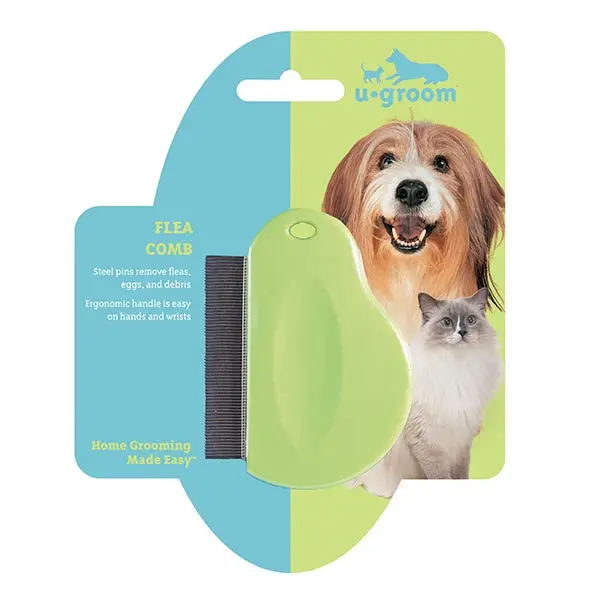 Petedge U-Groom Flea Comb Contoured Grip 1