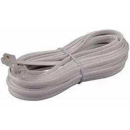 Phone Line Cord, White, 25-Ft. 1