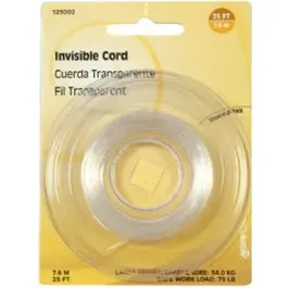 Picture Hanging Cord, Invisible, Nylon, 15-Lb., 25-Ft., 1