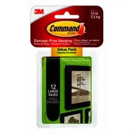 Picture Hanging Strips, Black, Large, 12-Pk. 1