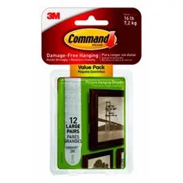Picture Hanging Strips, White, Large, 12-Pk. 1