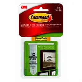 Picture Hanging Strips, White, Medium, 12-Pk. 1