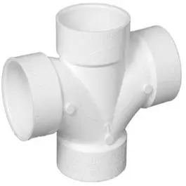 Pipe Fitting, Dwv Pvc Double Sanitary Tee, White, 2-In. 1