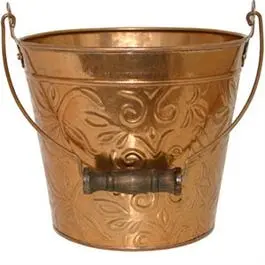 Planter With Handle, Copper Floral Metal, 8-In. 1
