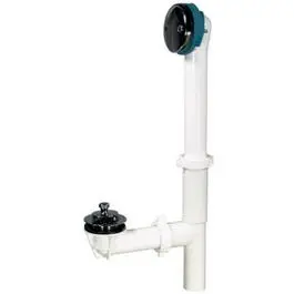Plastic Tip Toe Tub Drain Assembly, White 1