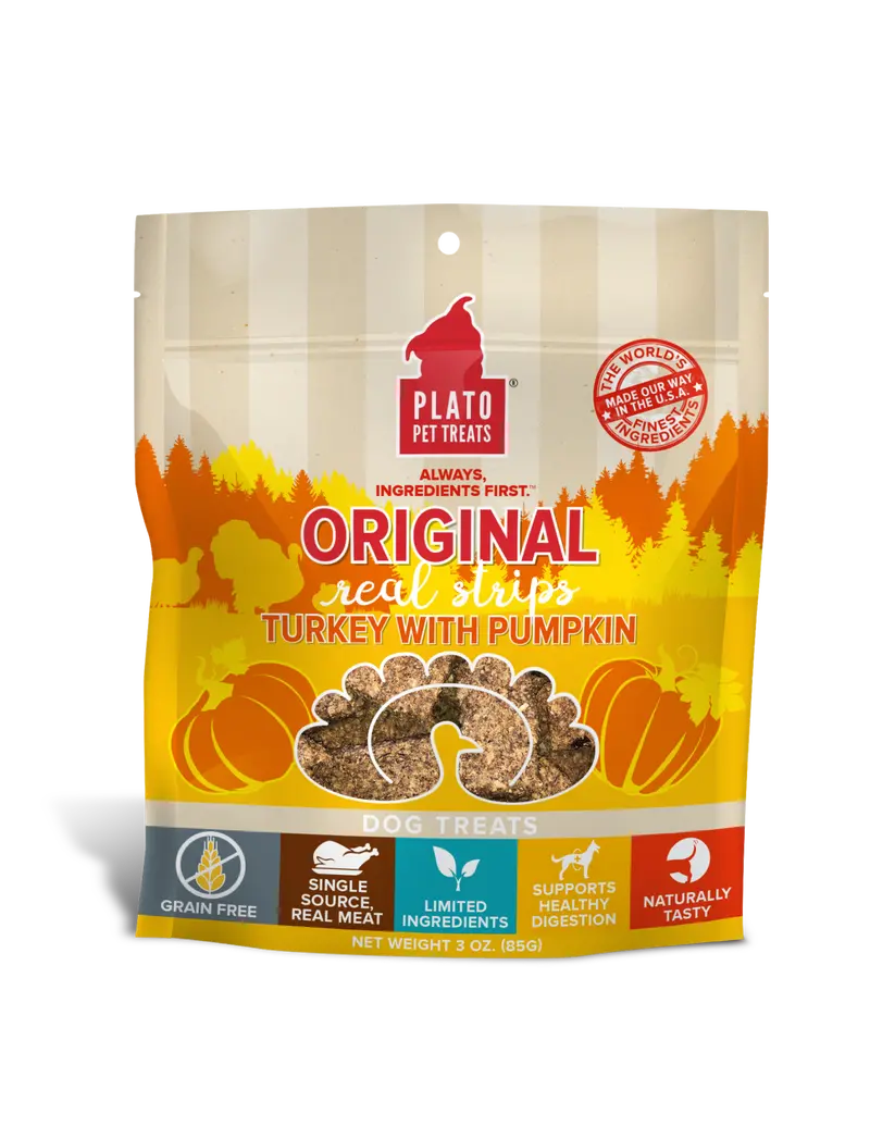 Plato Real Strips Turkey With Pumpkin Meat Bar Dog Treats 1