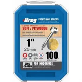 Pocket-Hole Screws, Coarse, 1-In., 100-Pk. 1