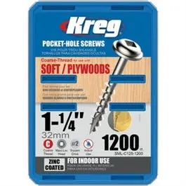 Pocket Hole Screws, Pan Head, #8 Coarse X 1-1/4-In., 1,200-Ct. 1