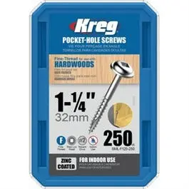 Pocket Hole Screws, Self-Drilling, Washer Head, #7 Fine Thread  X 1-1/4-In., 250-Ct. 1