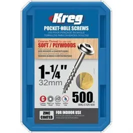 Pocket Hole Screws, Washer Head, #8 Coarse X 1-1/4-In., 500-Ct. 1