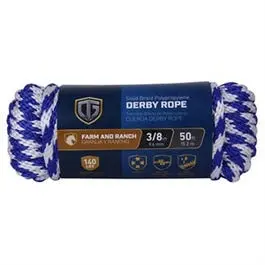 Polypropylene Derby Rope, Braided, Smooth, Blue, 3/8-In. X 50-Ft. 1