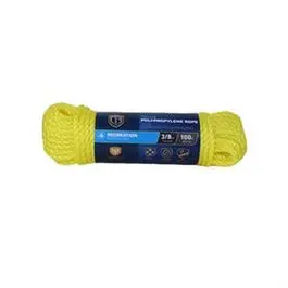 Polypropylene Rope, Diamond Braid, Yellow, 3/8-In. X 100-Ft. 1