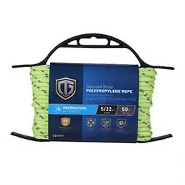 Polypropylene Rope, Reflective Lime, 5/32-In. X 50-Ft. 1