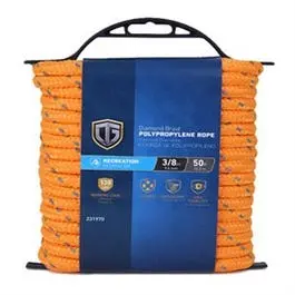 Polypropylene Rope, Twisted, Reflective Orange, 3/8-In. X 50-Ft. 1