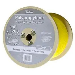 Polypropylene Rope, Twisted, Yellow, 1/4-In. X 1200-Ft. 1