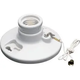 Porcelain Medium-Base Pull-Chain Lampholder, 250-Watt, 250-Volt 1